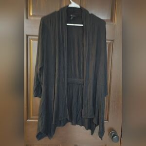 AB Studio Black Open Asmetrical Scinched Back Cardigan Size XL